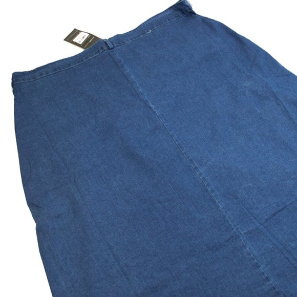 REBORN Indigo Asymmetrical Raw-Hem High-Waisted Skirt 3X - Picture 6 of 9